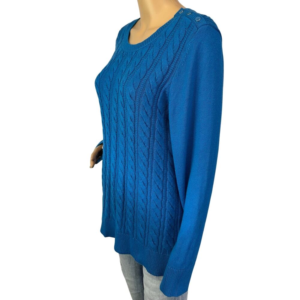Talbots Soft Cable Knit Crewneck Sweater Blue Size L - Picture 5 of 11